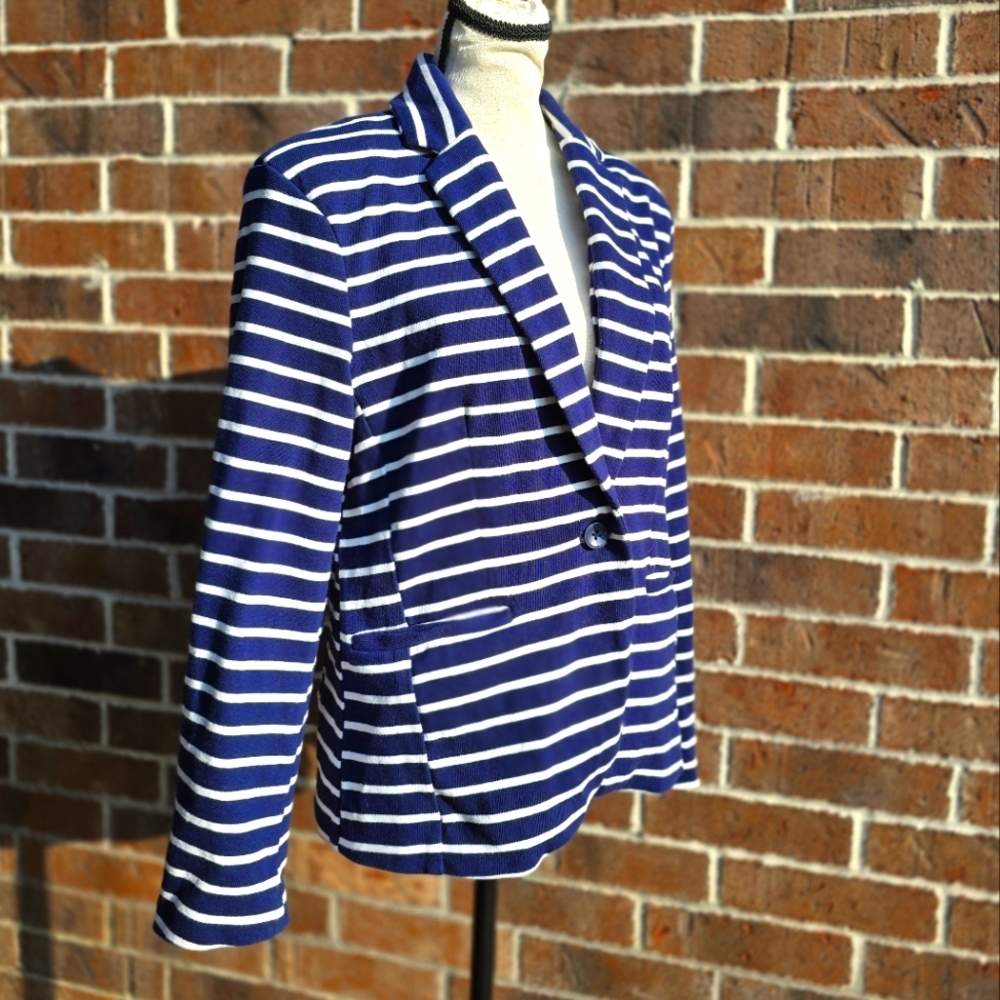 GAP Navy and White Striped Blazer